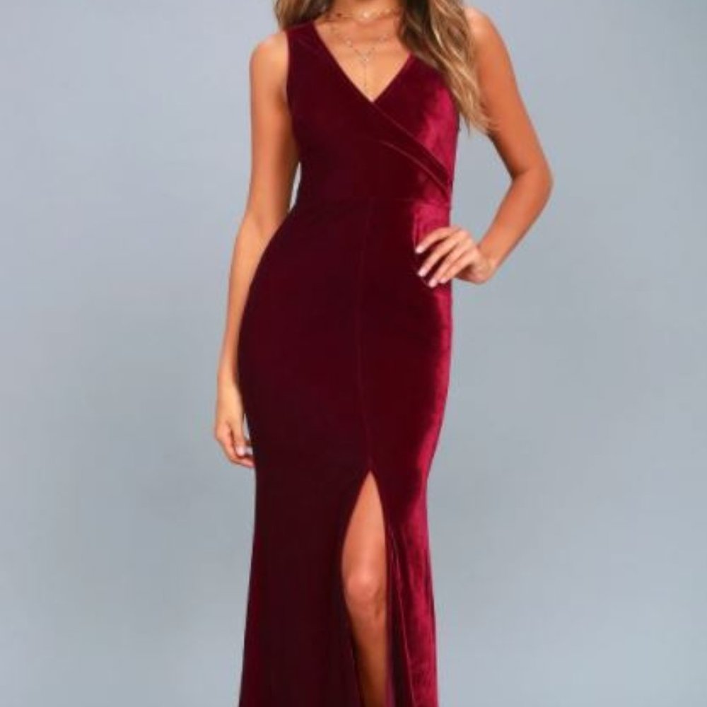 Lulus Burgundy/Cabernet Velvet Maxi Dress